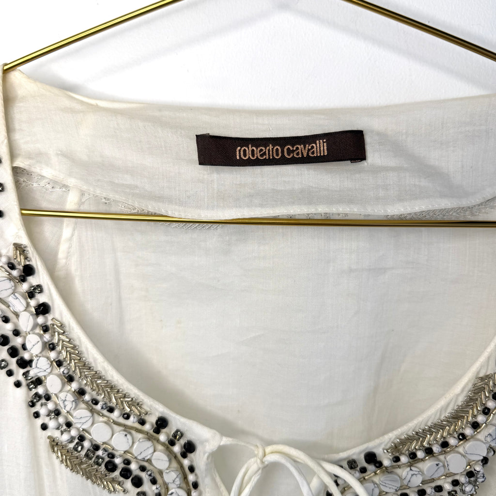 Vintage Roberto Cavalli Embellished Linen Tunic Top