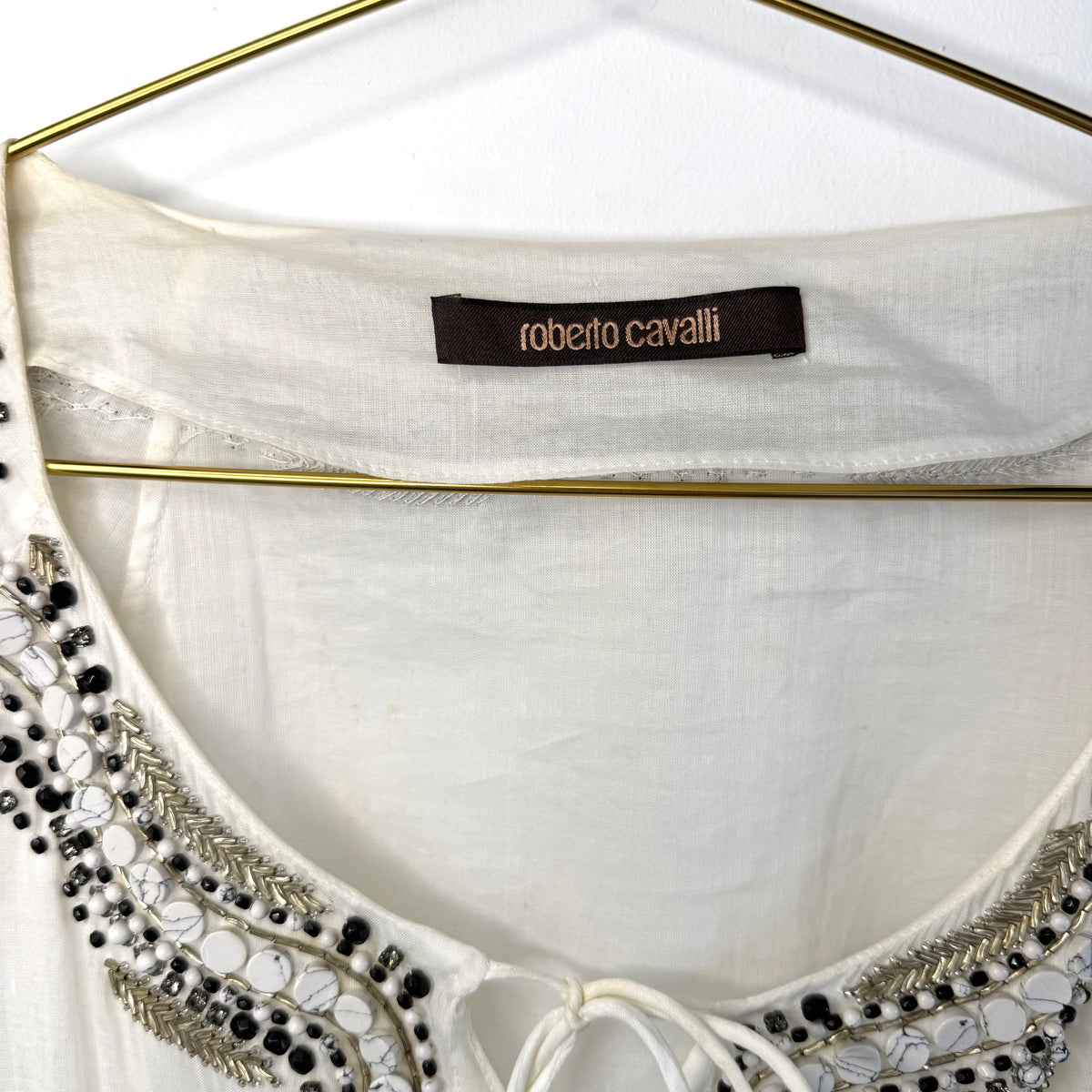 Vintage Roberto Cavalli Embellished Linen Tunic Top