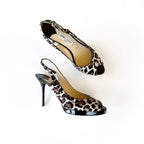 Jimmy Choo Leopard Print Pony Hair Slingback Heels
