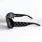 Vintage Versace Black Oversized Shield Sunglasses