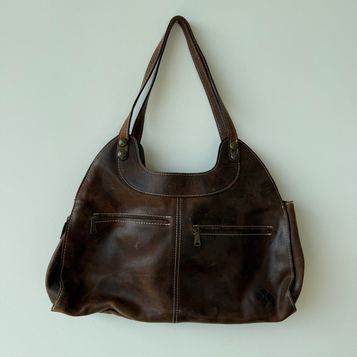 Brown Studded Shoulder Bag
