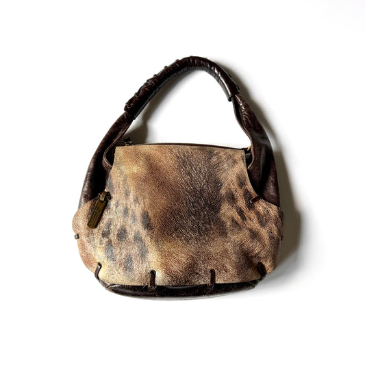 Vintage Roberto Cavalli Leopard Leather Shoulder Bag