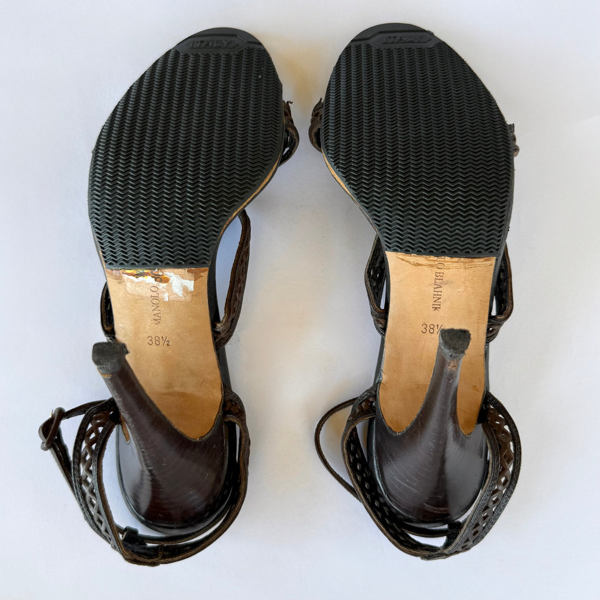 Strappy Brown Manolo Blahniks (38.5)