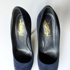 YSL Navy Suede Platform Stiletto Pumps (37.5)