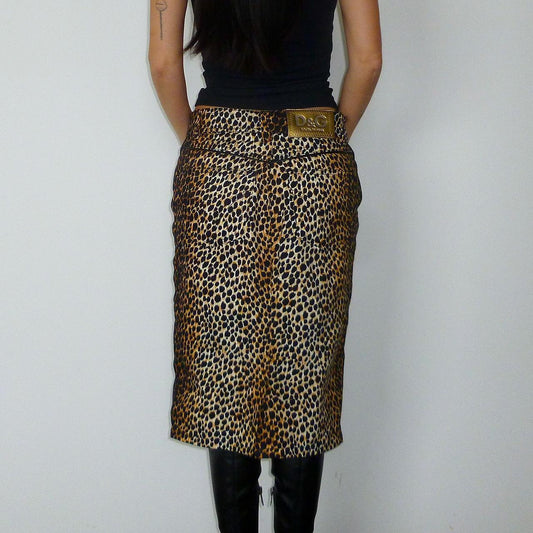 Dolce and Gabbana Leopard Midi Skirt