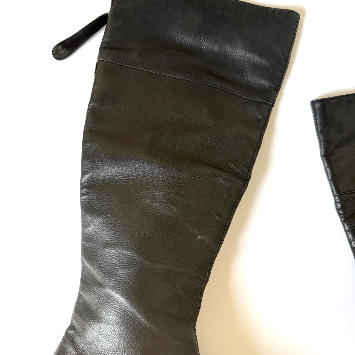 Vintage Jimmy Choo Black Leather Knee High Boots (37.5)