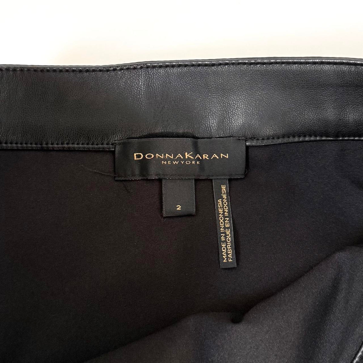 Donna Karan Black Leather Mini Skirt