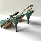 Vintage Jimmy Choo Turquoise Slingback Sandal Heels (37.5)