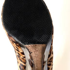 Jimmy Choo Leopard Calf Hair Peep-Toe Wedge Pumps (39)