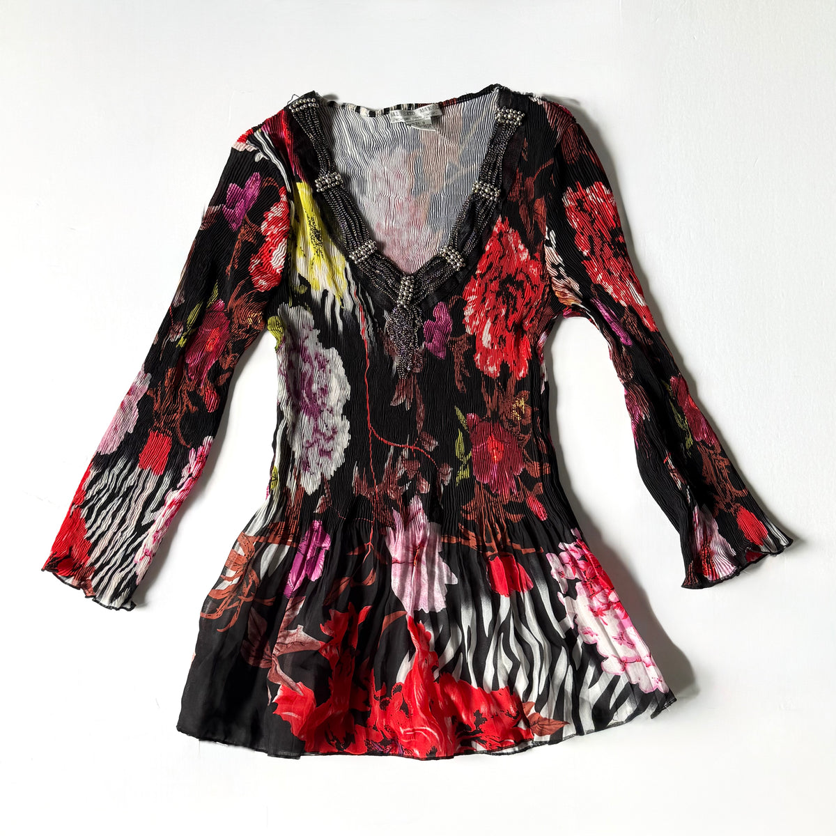 Vintage Alberto Makali Mesh Embellished Tunic Top
