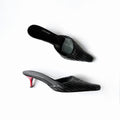 Vintage Roberto Cavalli Black Leather Kitten Heel Mules