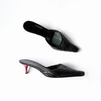 Vintage Roberto Cavalli Black Leather Kitten Heel Mules
