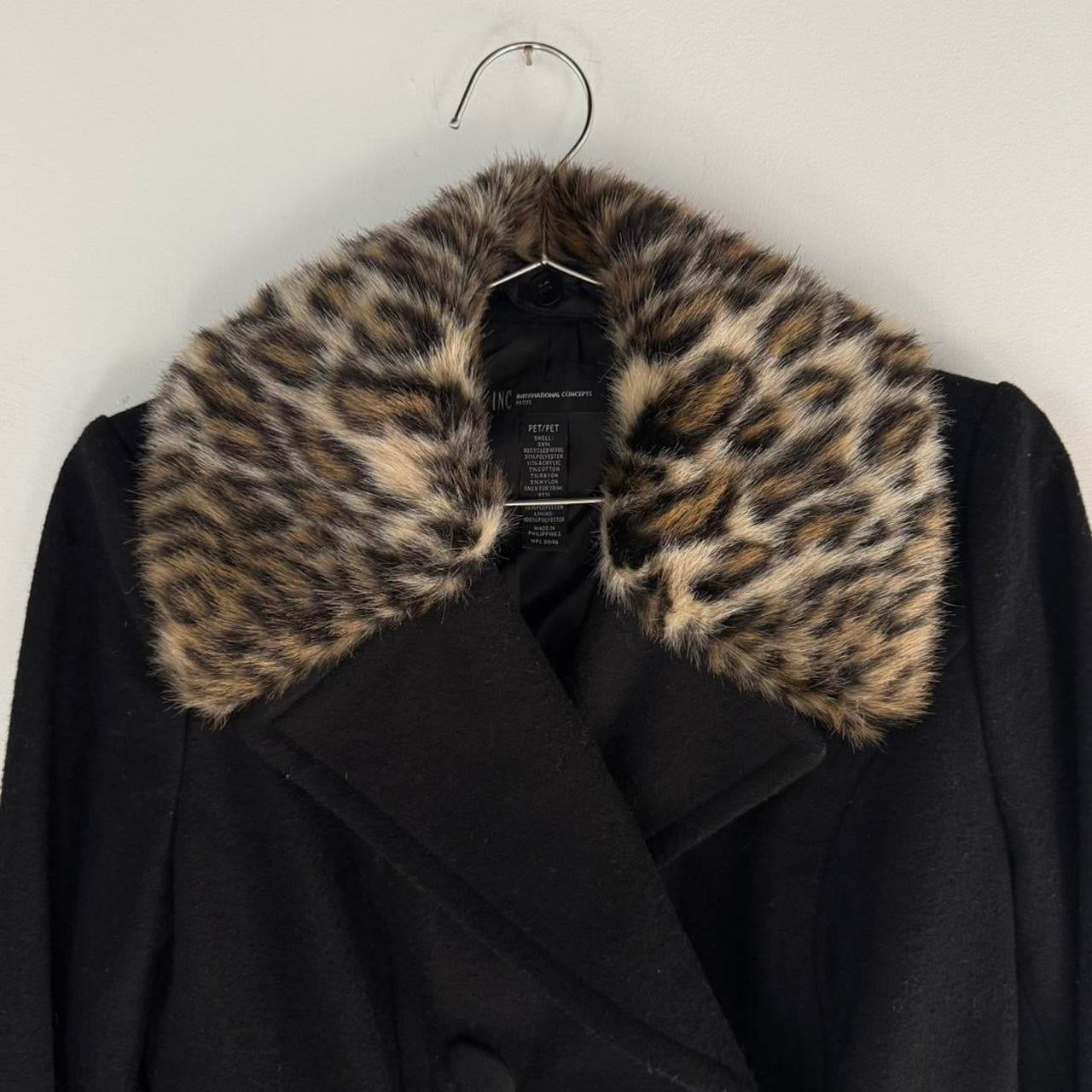 Vintage Leopard Trim Pea Coat