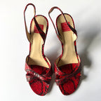 Vintage Oscar De La Renta Red Slingback Heels (8.5)