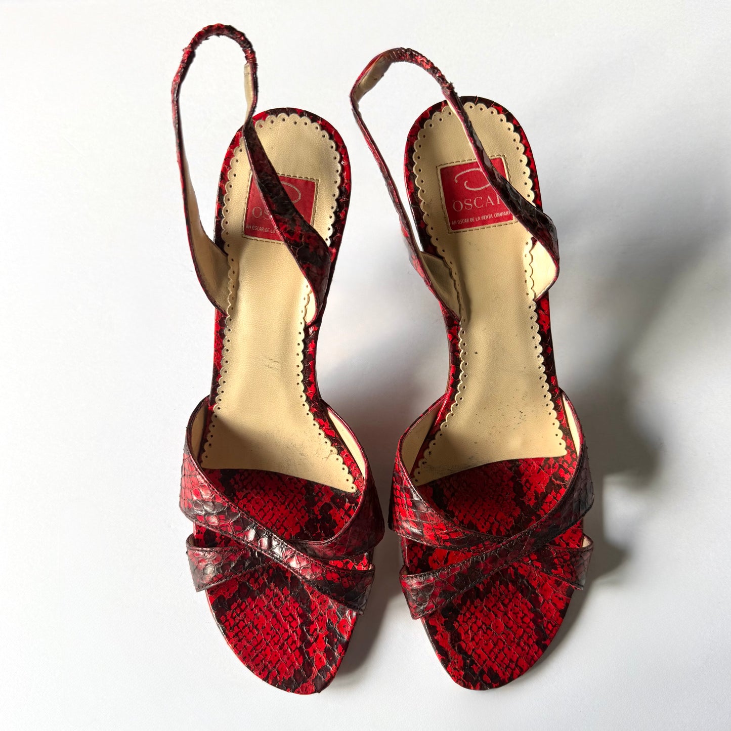 Vintage Oscar De La Renta Red Slingback Heels