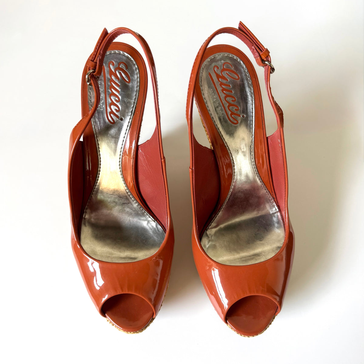 Vintage Gucci Patent Leather Platform Wedges (38)