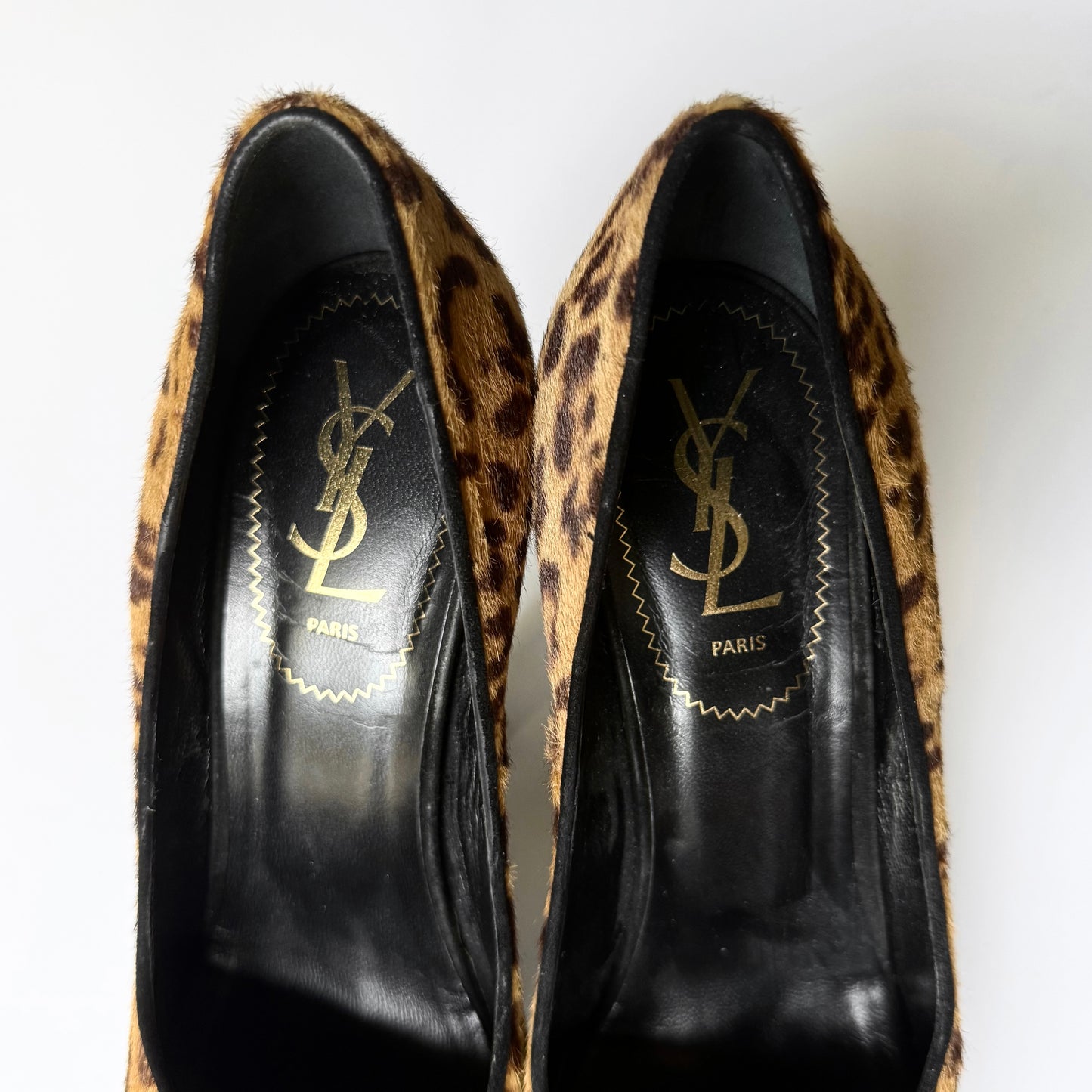 Vintage YSL Leopard Pony Hair Platform Pumps (39.5)