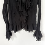 Vintage Black Sheer Ruffle Blouse