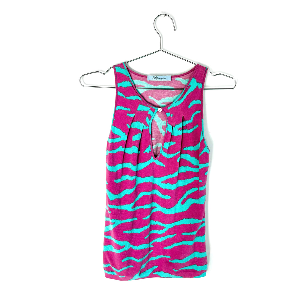 Vintage Blumarine Turquoise Pink Zebra Print Tank Top