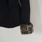 Vintage Leopard Trim Pea Coat
