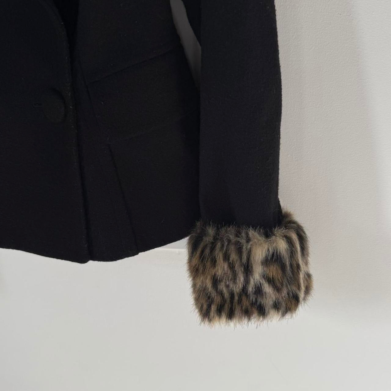 Vintage Leopard Trim Pea Coat