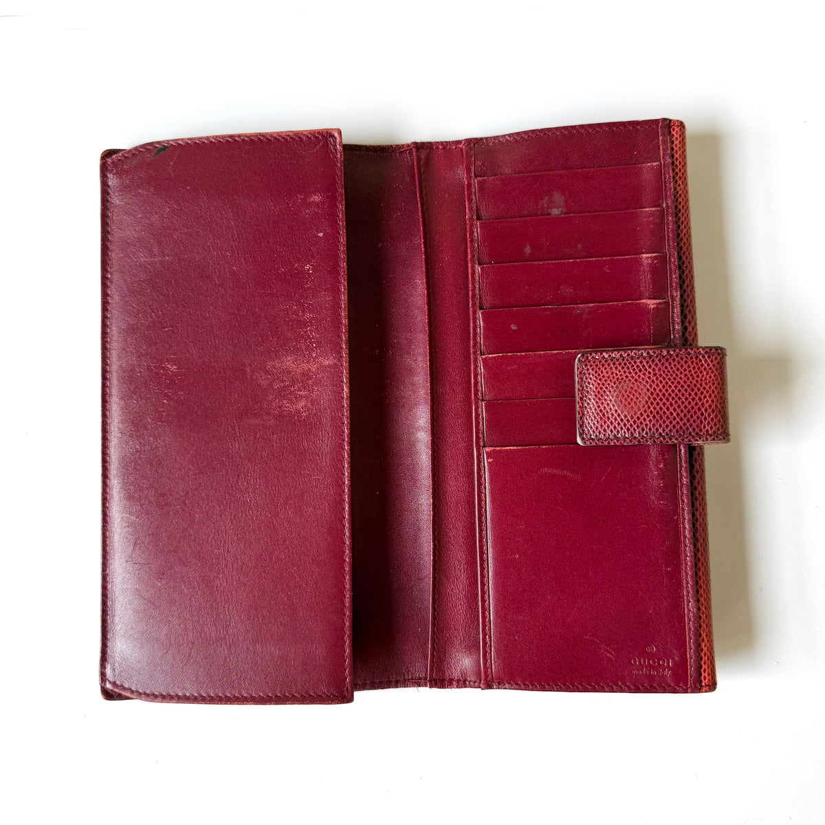 90’s Gucci Red Leather Continental Wallet