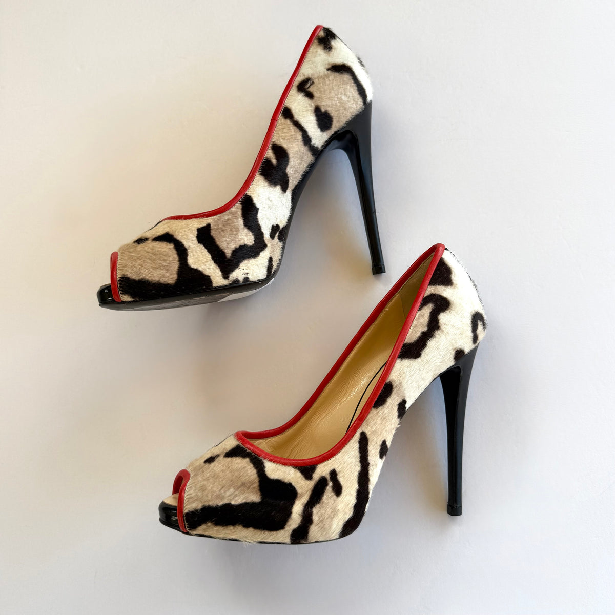 Vintage Giuseppe Zanotti Pony Hair Leopard Print Heels (38)