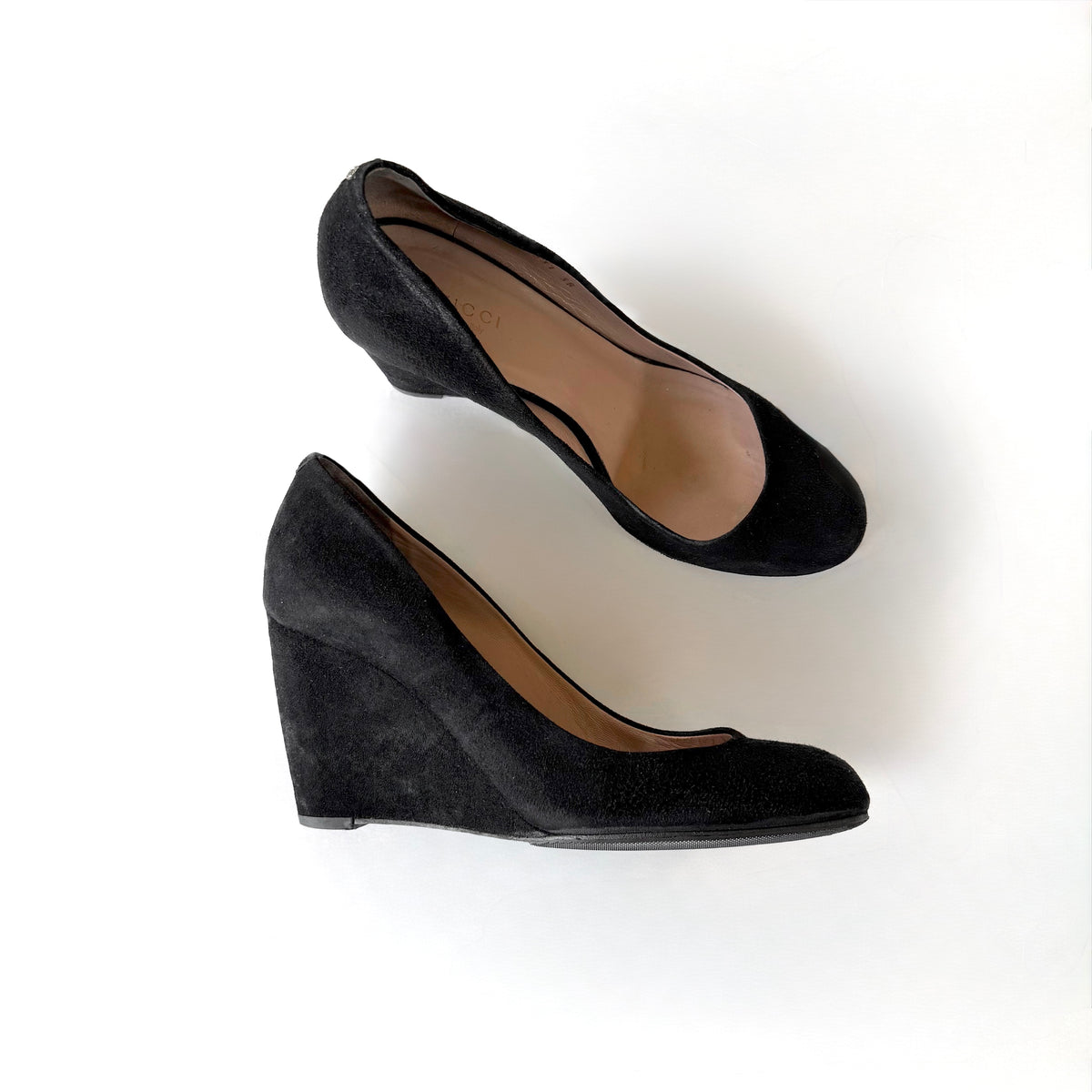 Vintage Gucci Black Suede Ballet Wedge (38)