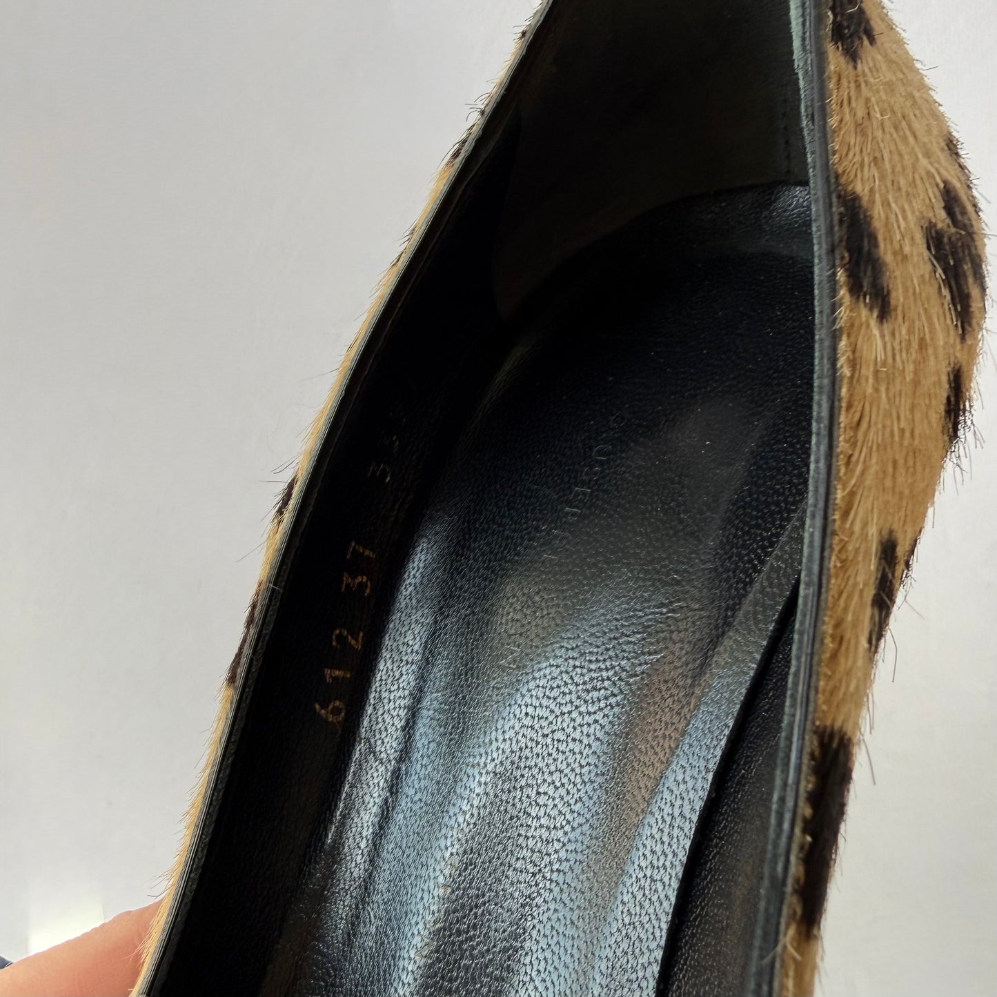 Vintage Giuseppe Zanotti Pony Hair Leopard Print Heels (37)