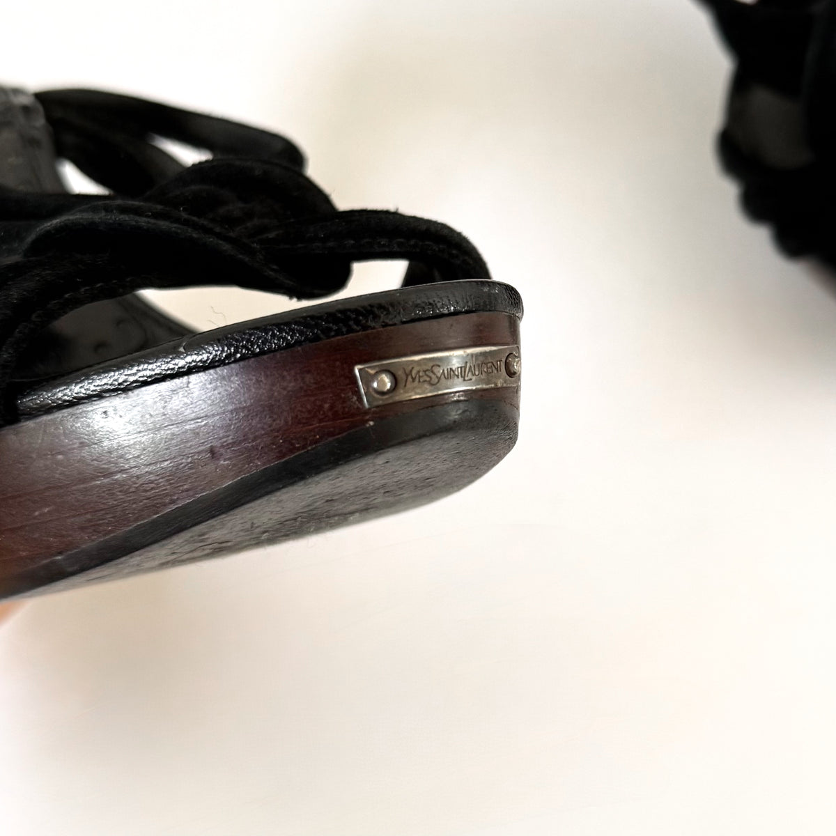 Vintage Yves Saint Laurent Black Strappy Platform Heels (36)