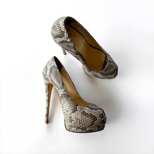 Giuseppe Zanotti Python Print Platform Peep Toe Heels (37)