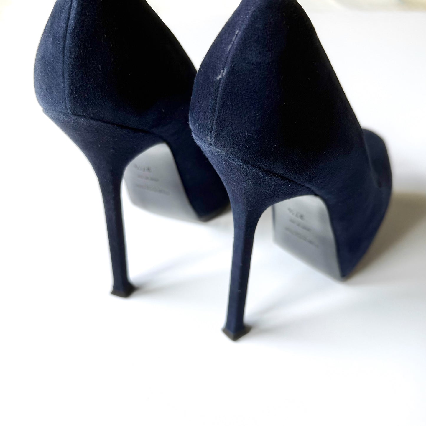 YSL Navy Suede Platform Stiletto Pumps (37.5)