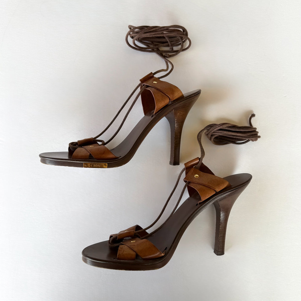 Vintage Chloe Lace Up Sandal Heels (37)