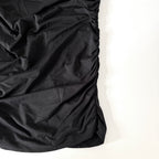 Vintage Vivienne Tam Black Ruched Strapless Midi Dress
