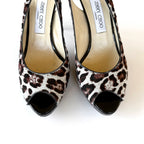 Jimmy Choo Leopard Print Pony Hair Slingback Heels