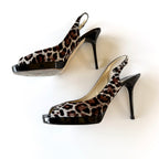 Jimmy Choo Leopard Print Pony Hair Slingback Heels