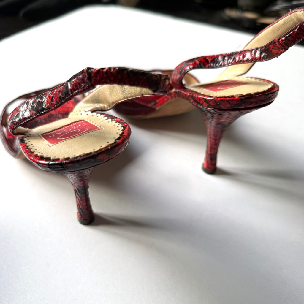 Vintage Oscar De La Renta Red Slingback Heels (8.5)