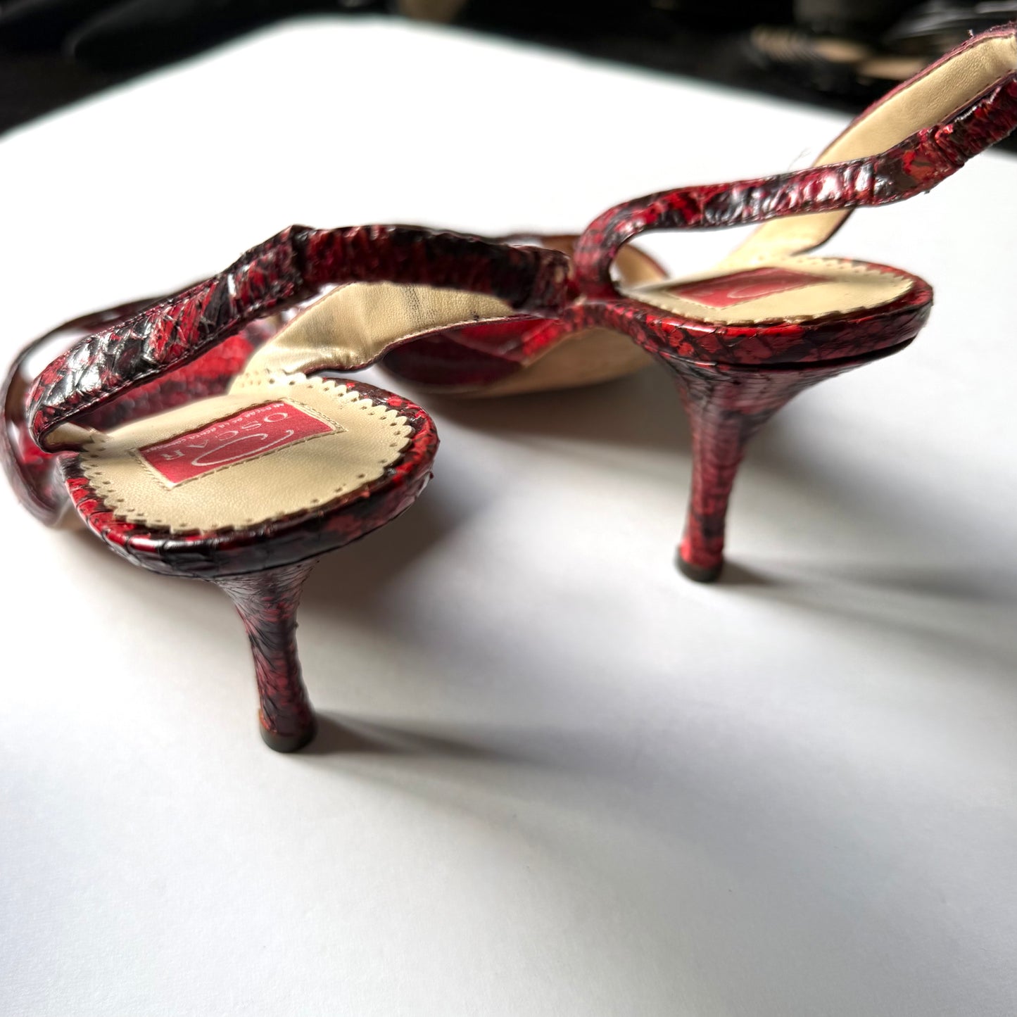 Vintage Oscar De La Renta Red Slingback Heels