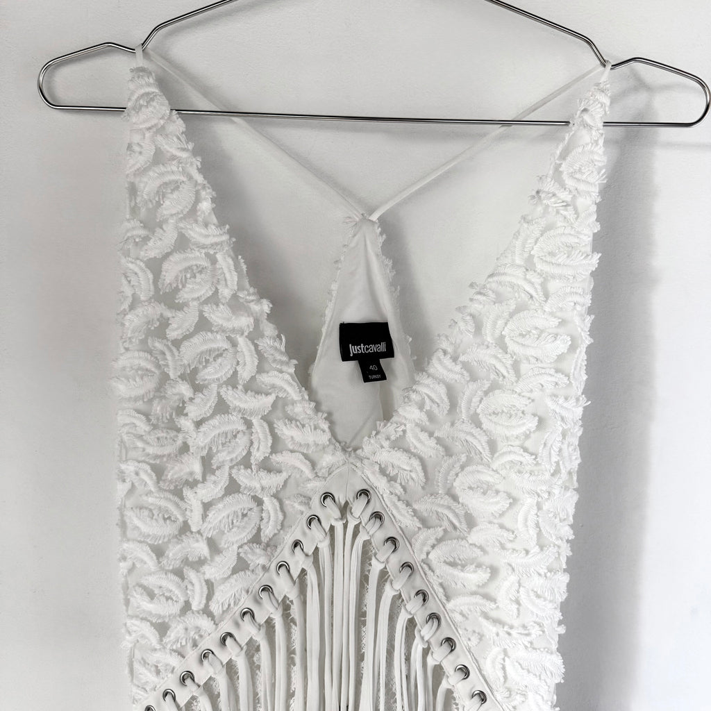 Cavalli Sheer Fringe Halter Dress