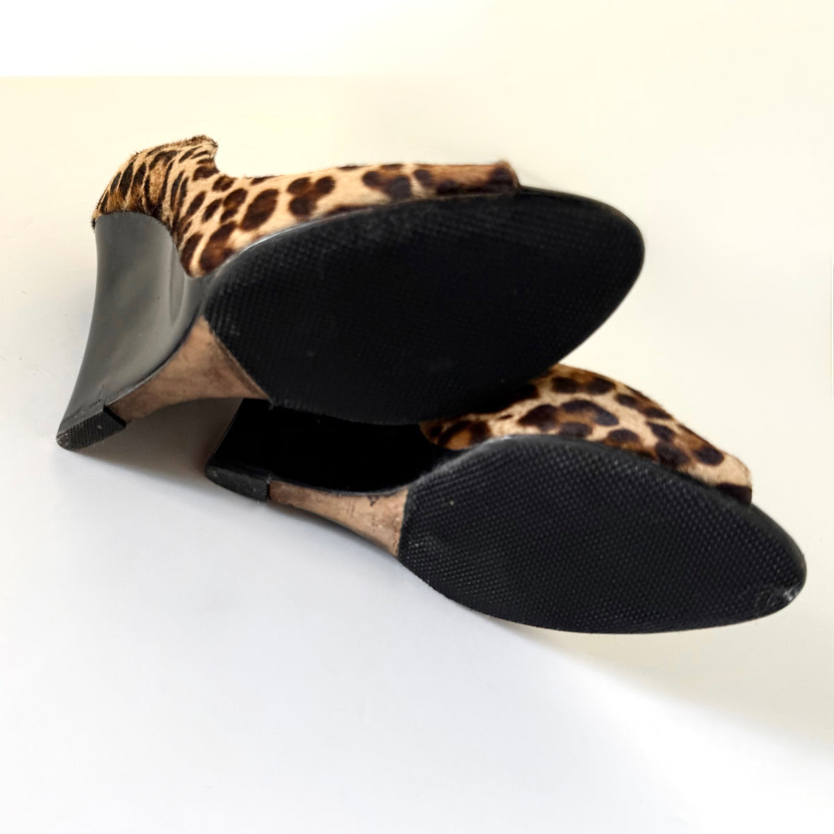 Jimmy Choo Leopard Calf Hair Peep-Toe Wedge Pumps (39)