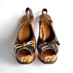Vintage Fendi Python Slingback Platform Peep Toe Heels (37)