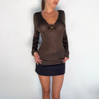 Vintage Gucci Brown Deep V Top