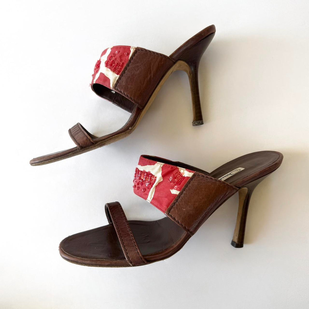 Vintage Oscar De La Renta Beaded Sandal Heels (37.5)
