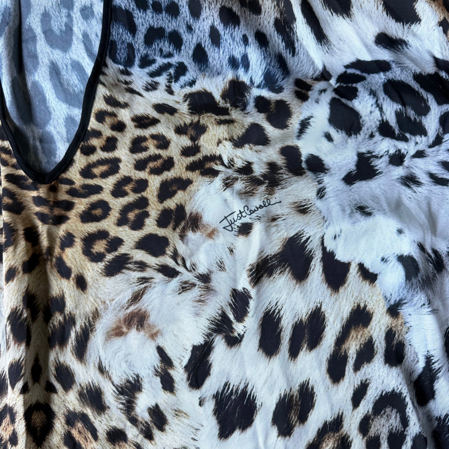 Just Cavalli Leopard Print Kaftan Mini Dress Y2K