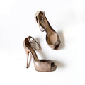 Gucci Snakeskin Platform Peep Toe Heels (39)