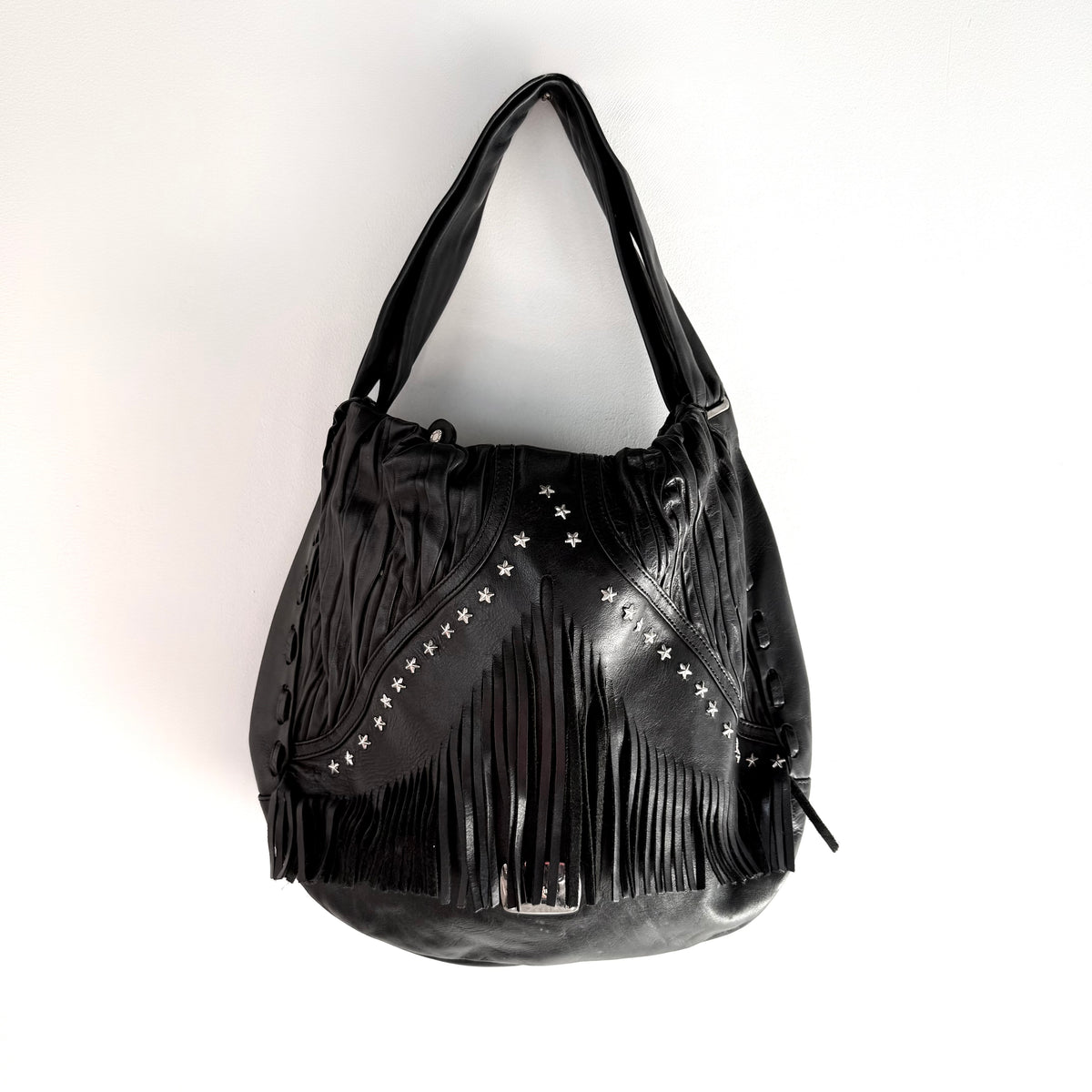 Vintage Jimmy Choo Leather Fringe Studded Bag