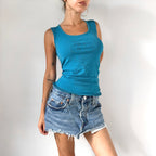 Vintage Cavalli Turqoise Mesh Embossed Tank Top