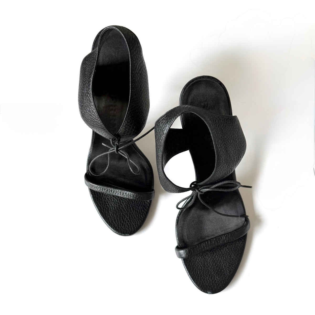 Burberry Black Leather Lace-Up Tie Sandal Heels (40)