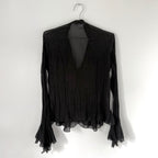 Vintage Black Sheer Ruffle Blouse
