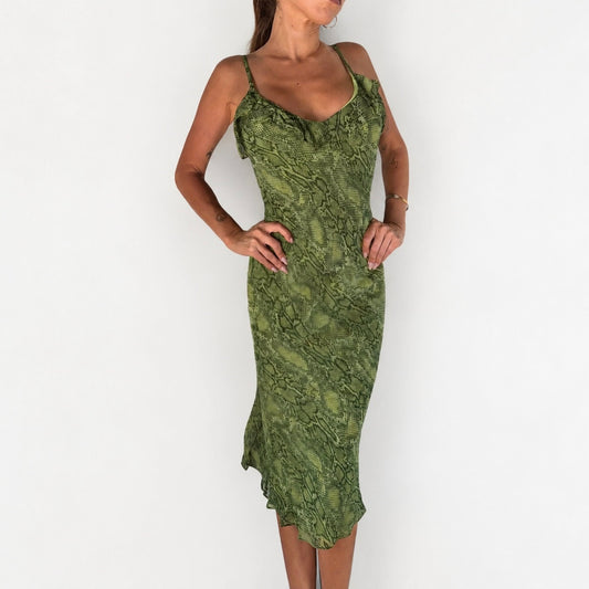 Vintage Betsey Johnson Snakeskin Slip Midi Dress